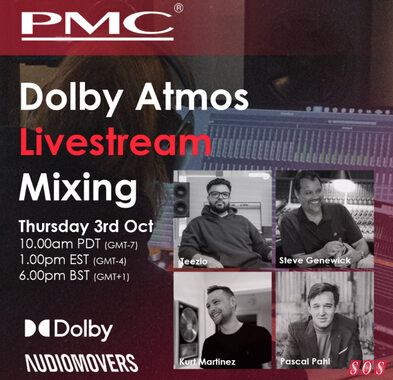 3rd Oct: PMC & Audiomovers Dolby Atmos Masterclasses