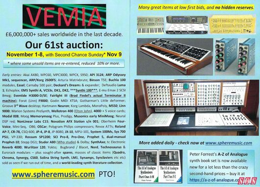 VEMIA vintage synthesizer pro audio gear Auction November 2025